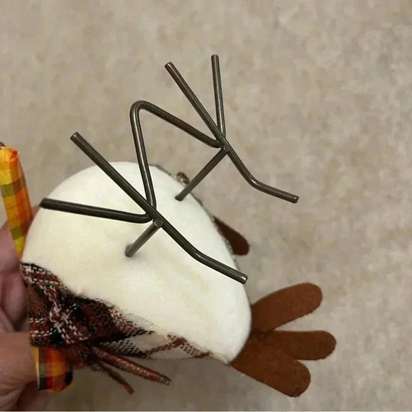 Harvest Autumn Fall Fabric Felt Birds Set 2 Birds Plaid Scarf Hat Holiday Decor - Picture 8 of 16